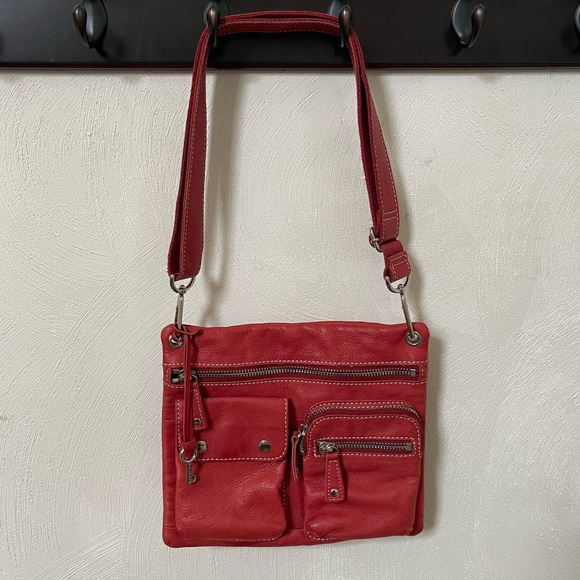 Fossil Sutter RED Leather Cross-body Handbag ZB2340 Great Quality! - Picture 4 of 9
